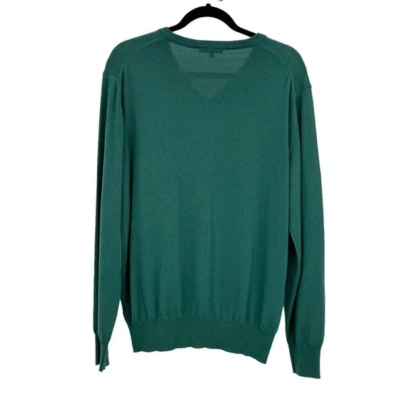 Ledbury V-Neck Extra Find Merino Wool Pullover Sweater Long Sleeve Green Size XL